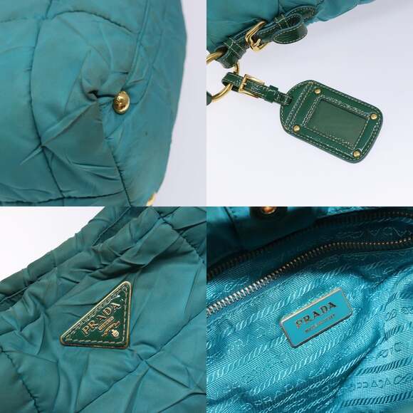 PRADA Shoulder Bag Nylon Blue Gold - Picture 11 of 12